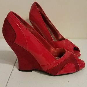 *FINAL PRICE* Red Peep Toe Wedges